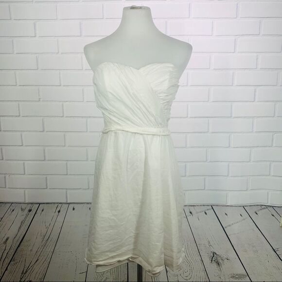 Express White Strapless Tie-Waist Dress - Size 8 - Picture 3 of 15